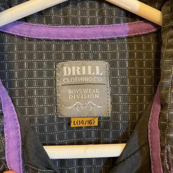 Drill Clothing Co Boys Division Button Down Shirt, Size L (14/16) - Picture 4 of 7